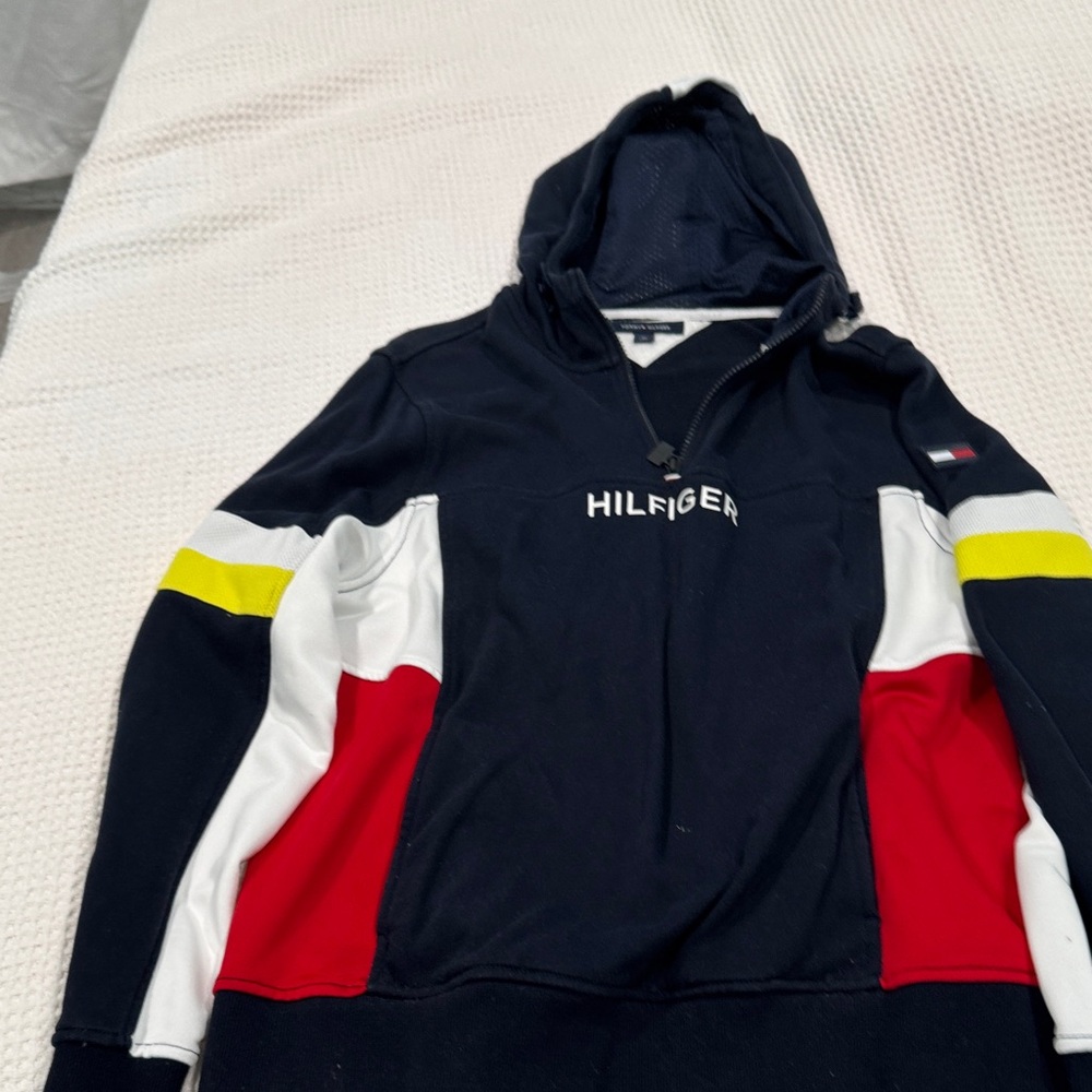 Tommy Hilfiger Men's Zip Up Sweater - Navy, Red, White, Yellow